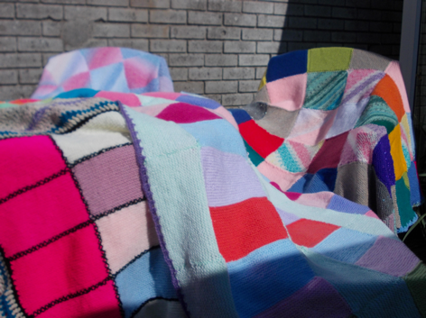 Just some of the many blankets we've knitted and crocheted for the homeless, from donated yarn